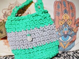 Bolso Verde Agua y Gris